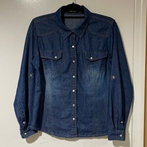 New Look Long Sleeves Button Up Blouse 100%Cotton Size L Like New